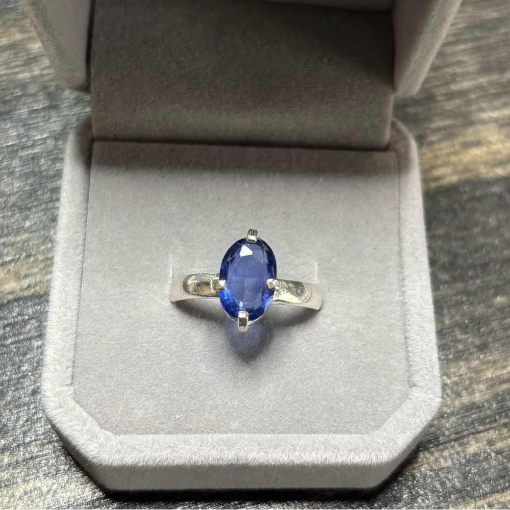 6Ct of Natural Blue Sapphire AGI certified Ring Sz 7.75 in 925 Sterling Silver - Picture 6 of 14